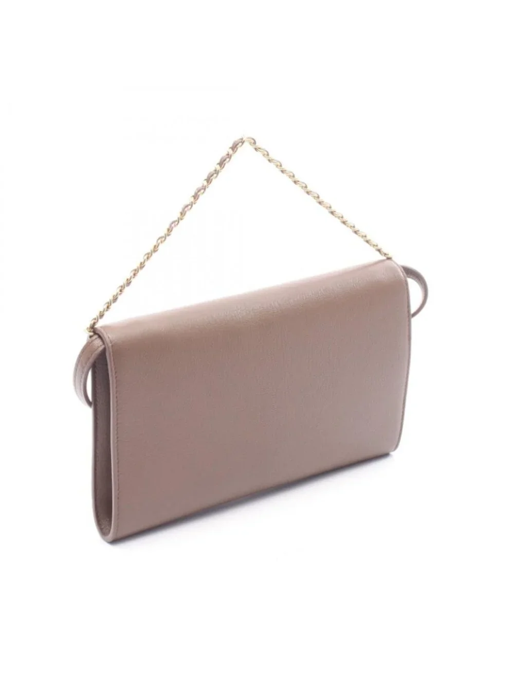 Chanel Shoulder Bag Envelope CC Logo Gray Leather
